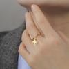 Four Pointed Star Diamond Pendant Stainless Steel Open Ring Ladies' Fashionable And Elegant Ring Birthday Gift Jewelry Gift