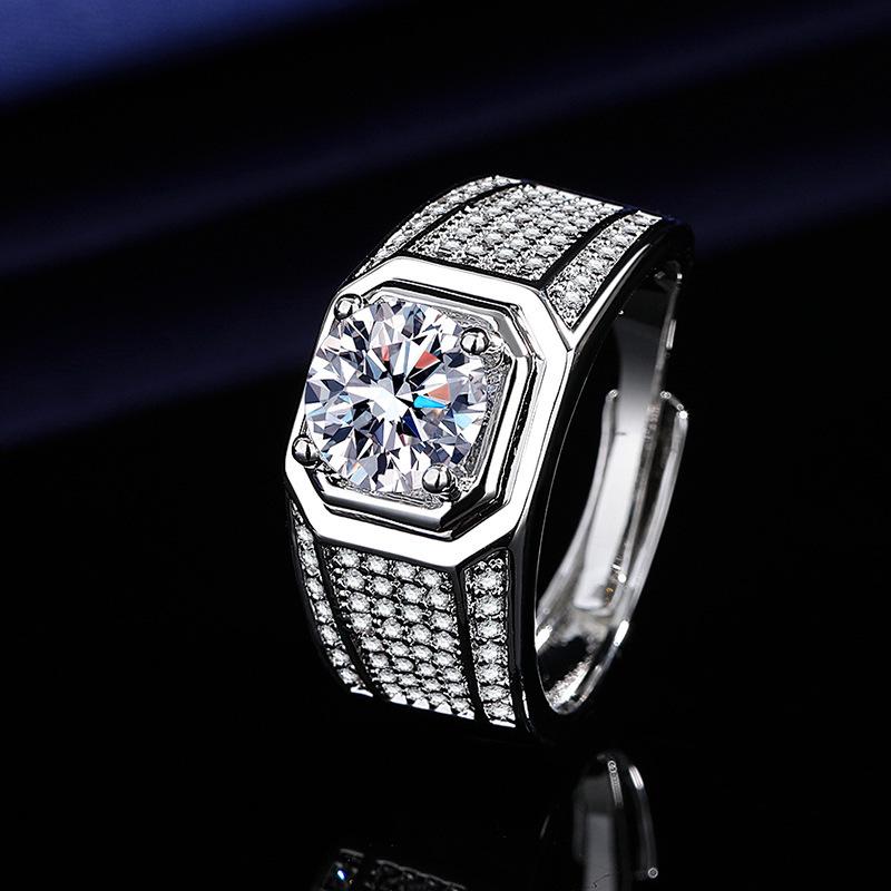 

Мужское кольцо 2 карата с восемью бриллиантами «Сердце и стрела», имитация муассанита, покрытие PT950 Adjustable Open Size