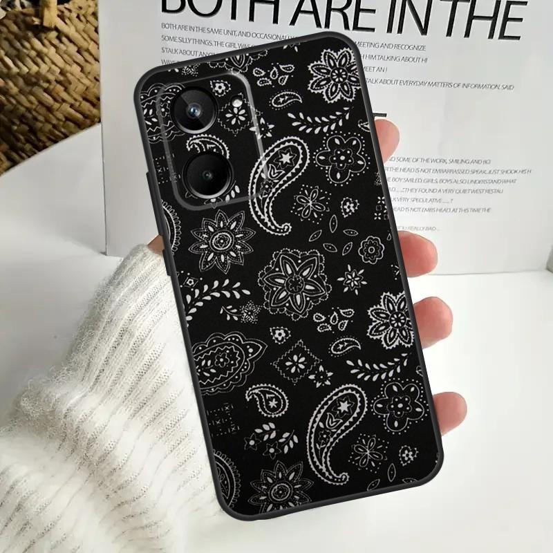 Black Bandana Paisley For Realme 15 10 11 12 13 14 Pro Plus C65 C67 C63 C61 C55 C51 C53 C35 C75 GT6 GT7 Pro Case