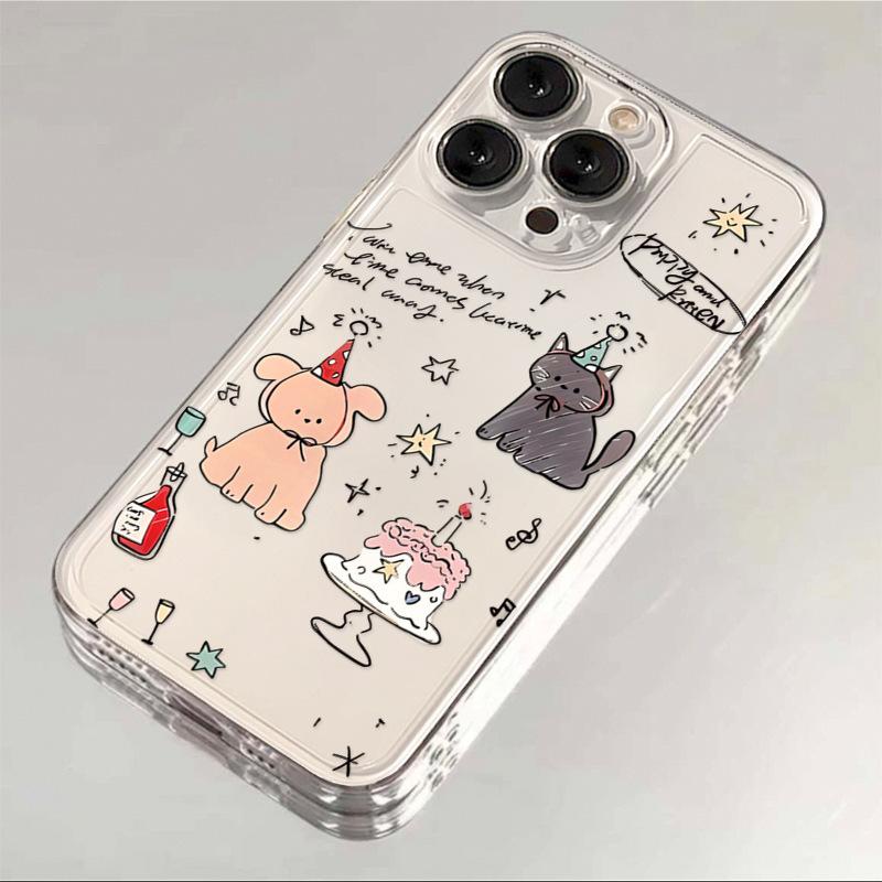 Applicable To iPhone11plus Mobile Phone Case New Simple 11 Transparent Soft Case Ins Apple 11/11 Animal Party