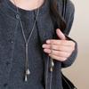 Retro Tiger's-Eye Stone White Spotted Water Drop Pendant Necklace for Women Fashion Adjustable Long Pull Necklace Jewelry Gift