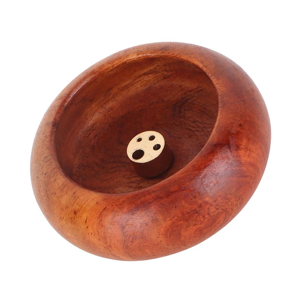 Vietnamese Mini Round Incense Stick Buddhist Supplies Bowl Shape Incense Holder(Rosewood)