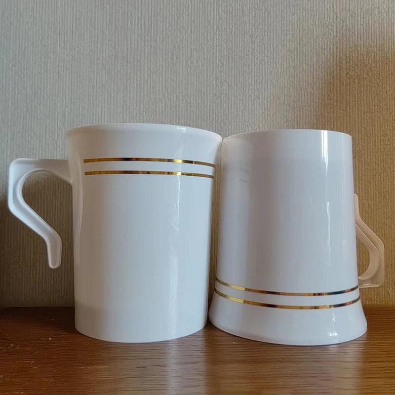 

Пластиковые кофейные кружки 8 унций кофейные чашки с ручкой белый золотой ободок одноразовые чайные кружки для супа, эспрессо или холодных напитков 3 in*3.5 in