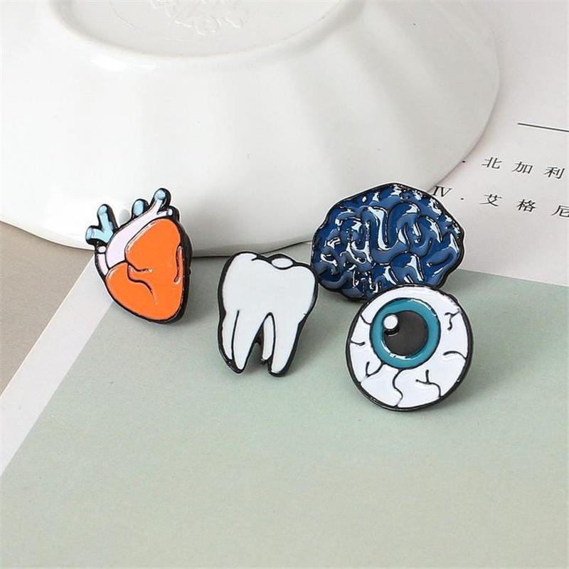 Creative Brain Eye Teeth Heart Cartoon Human Organs Corsage Brooch Pins Gifts Garment Accessory