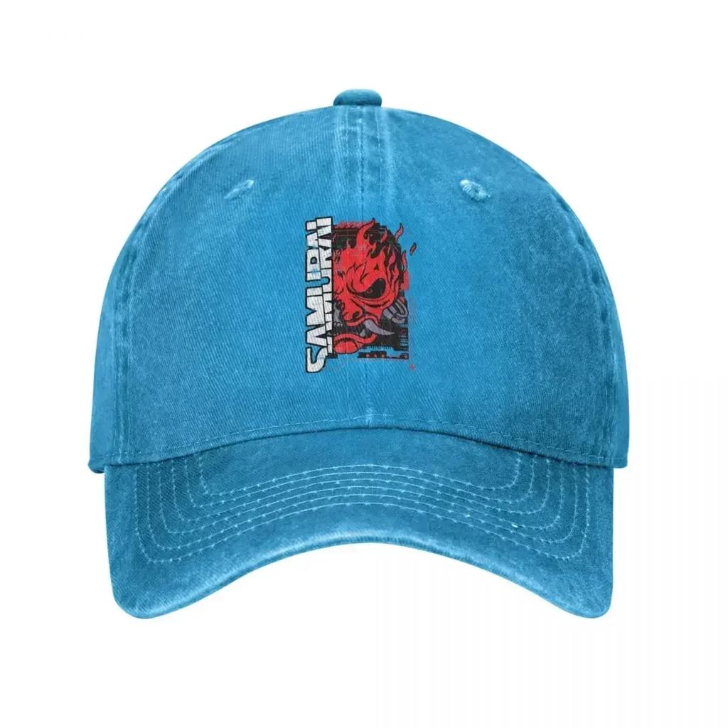 Samurai Rock Band Game Baseball Cap Vintage Denim Washed Cyber Japanese Punk Gaming Snapback Hat Unisex Women Outdoor Workouts Hats