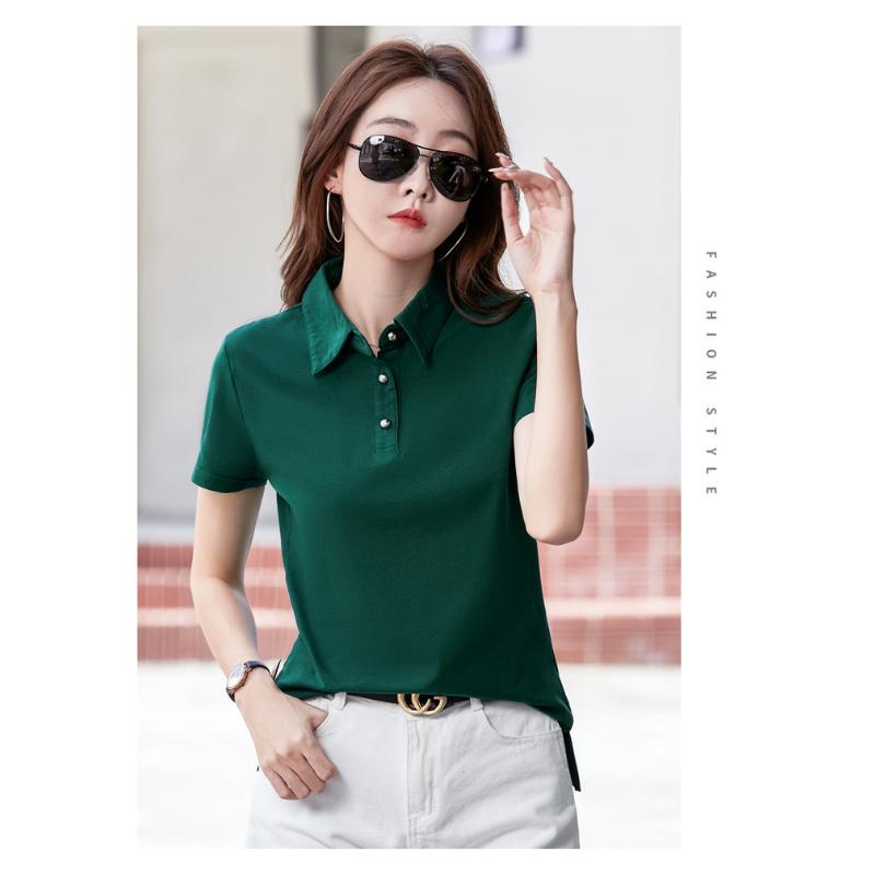 Summer New Korean Style Slim Fit Button Turn-down Collar Short Sleeve T-shirt Women Shirt Simple Fashion Small Shirt