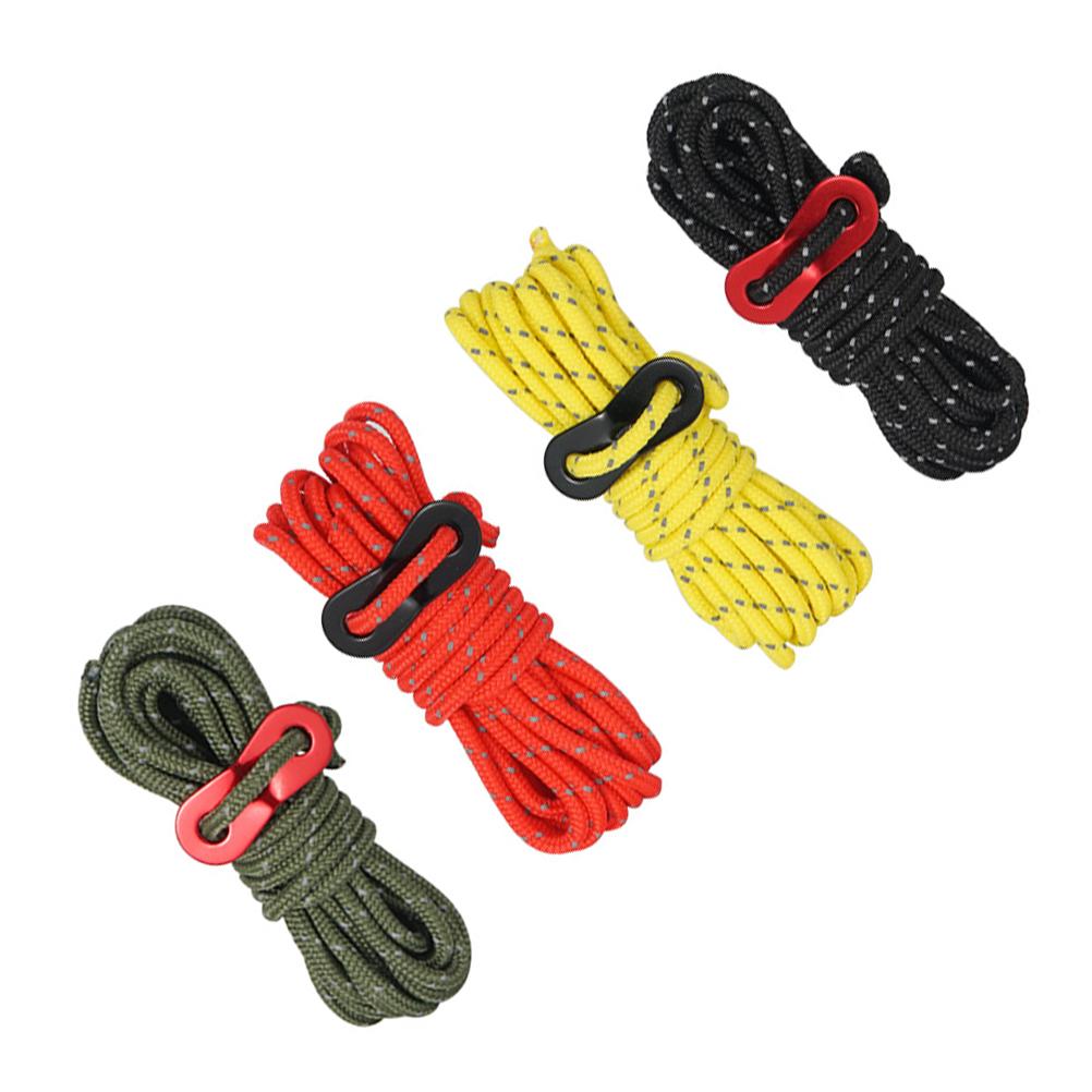 Reflective Guy Line For Tent Camping Wind Rope With Adjuster Outdoor Canopy Guy Ropes 4mm Reflective Tent Cord Set
