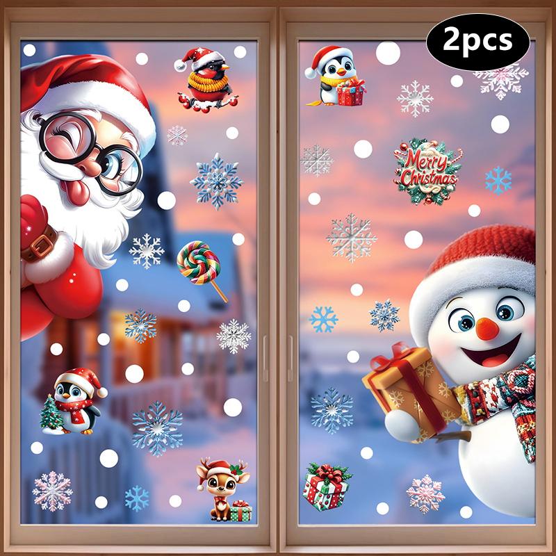 Creative Christmas Decorations, Electrostatic Stickers, Shop Window Decorations, Christmas Decorative Glass Stickers