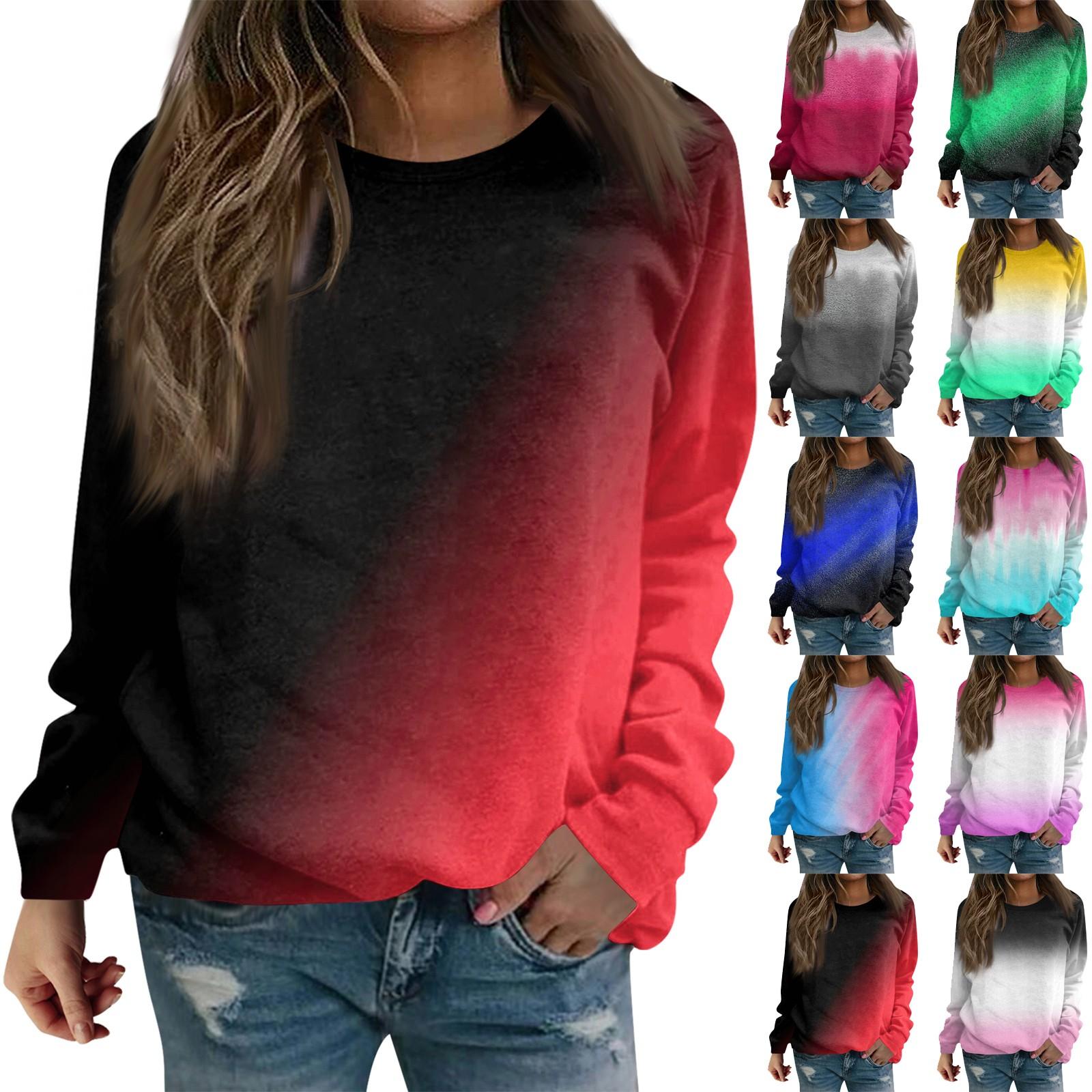 

Женская повседневная модная блузка с длинным рукавом и круглым вырезом с принтом и пуловером