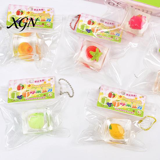 Stress Relief Squeeze Toy Crystal Ice Jelly TPR Soft Fruit Reliever Durable Mud Texture Fidget Sensory for Party Game Relaxation Tool Ball