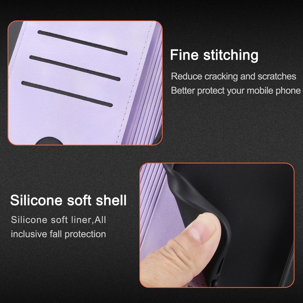 For Samsung Galaxy S25 Ultra Case Imprinted Line Leather Phone Cover with Handy Strap