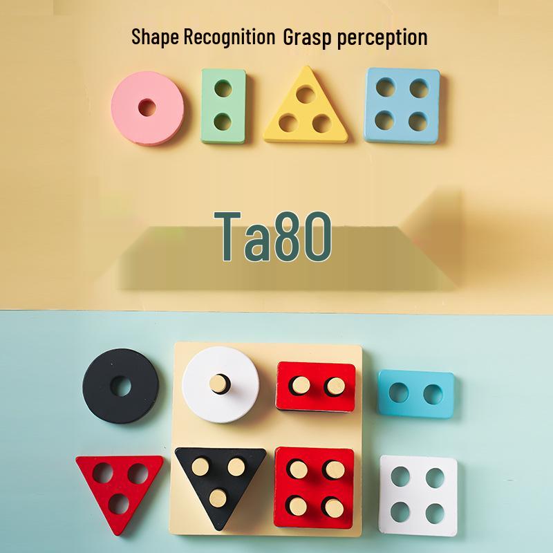 Montessori Wooden Four-Column Shape and Color Recognition Toy for Toddlers