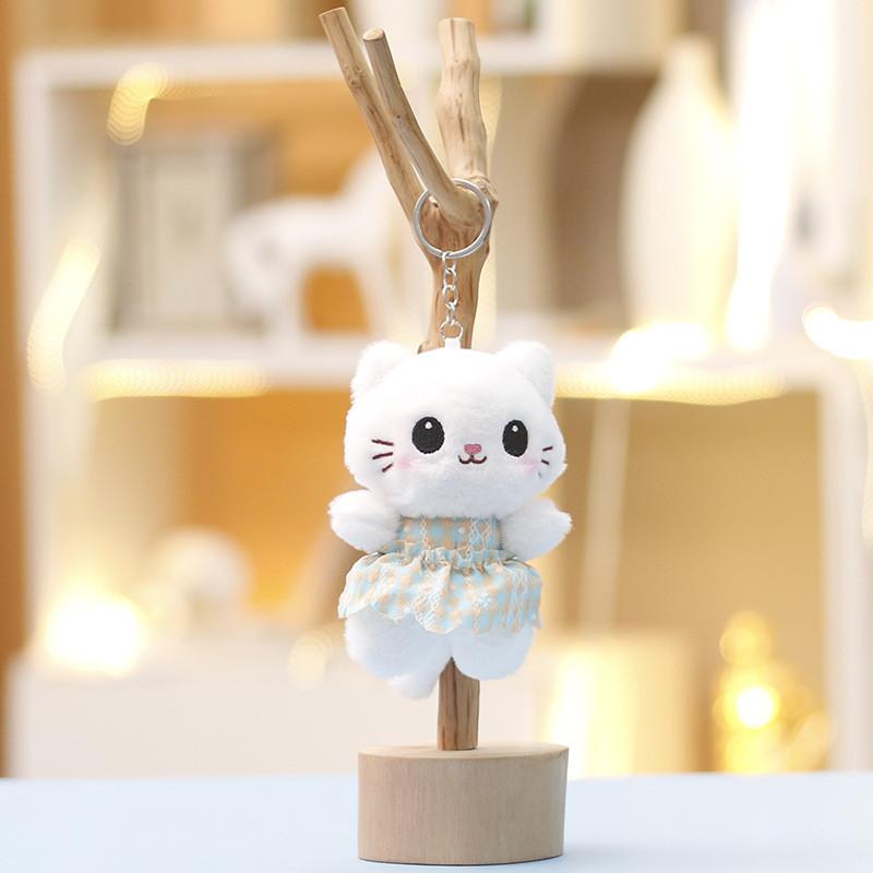 

Cartoon Cat Plush Doll With Pp Cotton Filling For Backpack Hanging Ornament BlueCheckeredCat