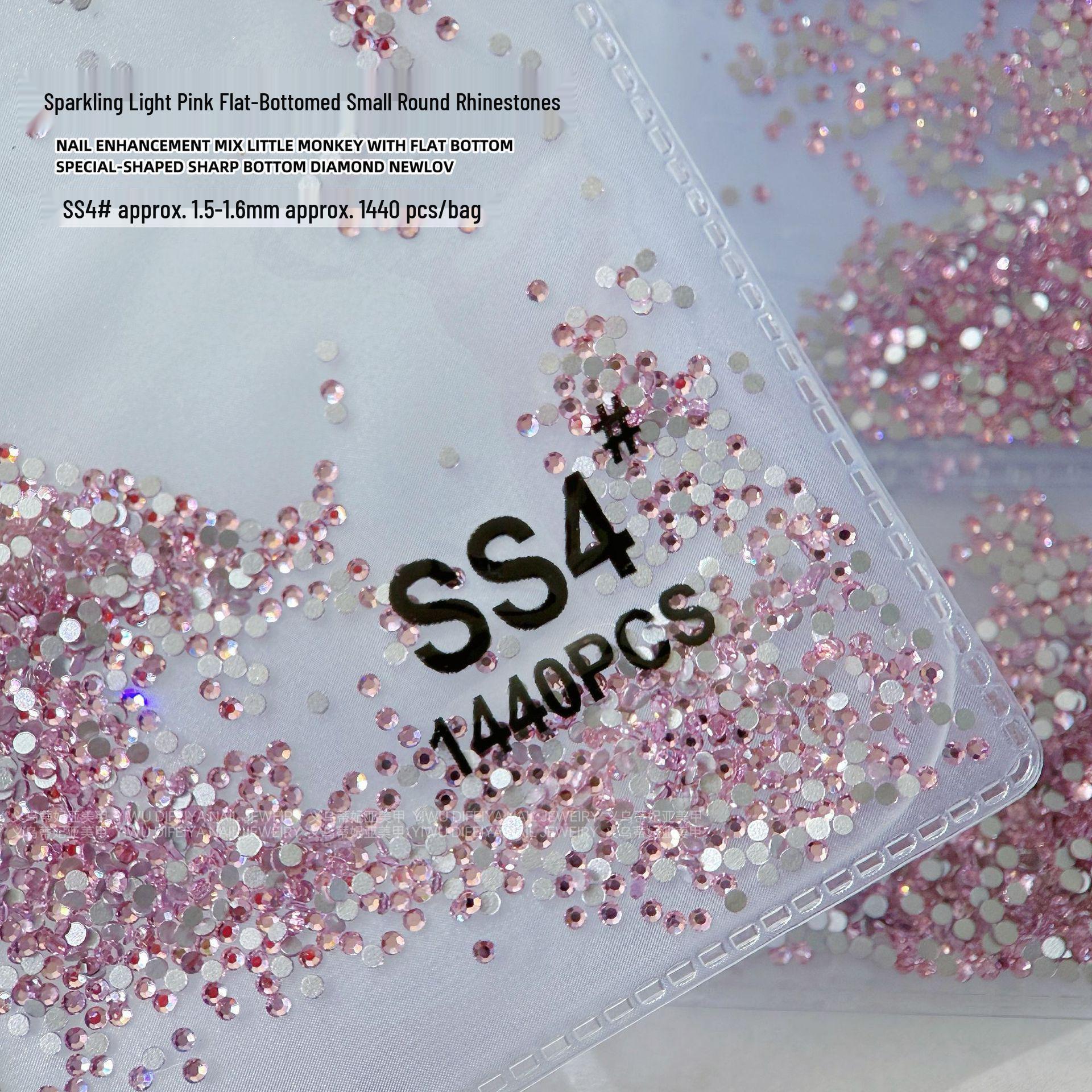

1440pcs Light Pink Flat-Bottom Small Round Rhinestones for Nail Art Decorations