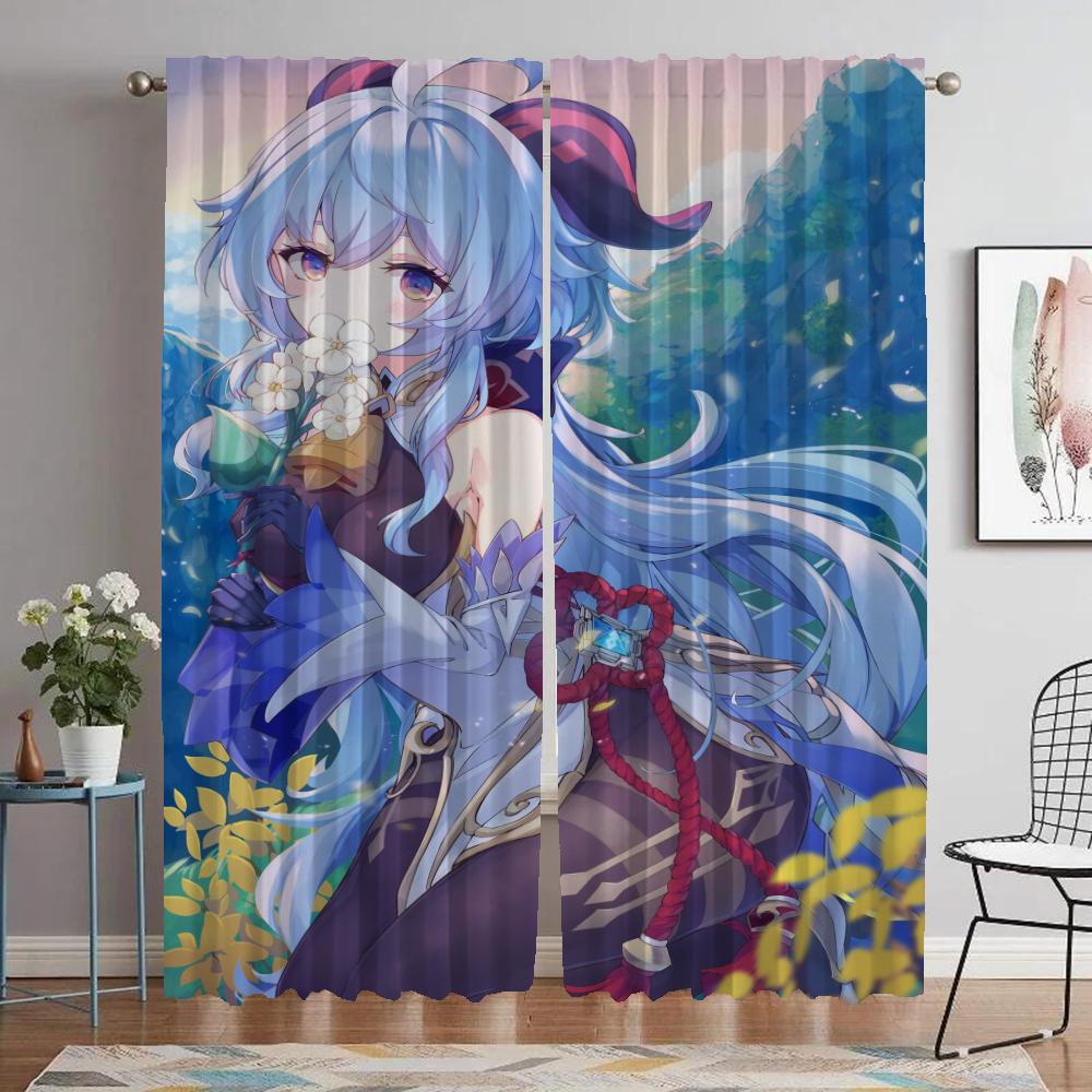 

Плотные шторы для гостиной, шторы Genshin Impact, тюль для спальни, украшения на Хэллоуин, перегородки, шторы, 2 шт., для дома W50xH70cmx2pcs-CL