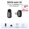 BOYA BOYA mini Wireless Lavalier Microphone for iPhone 15/16 Android USB-C Devices Noise Reduction for Video Recording Streaming