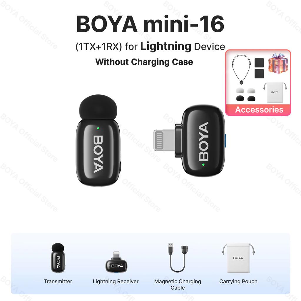 BOYA BOYA mini Wireless Lavalier Microphone for iPhone 15/16 Android USB-C Devices Noise Reduction for Video Recording Streaming