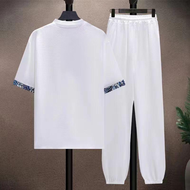 Summer Shirts Men Fashion Cotton Shirts Men's Breathable Sets High Quality Shirts Two Piece