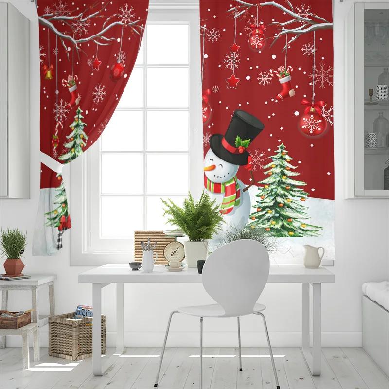 Christmas Window Curtains Decor For Home Bedroom Kitchen Living Room Christmas Ornament Xmas Gifts Navidad Natal New Year