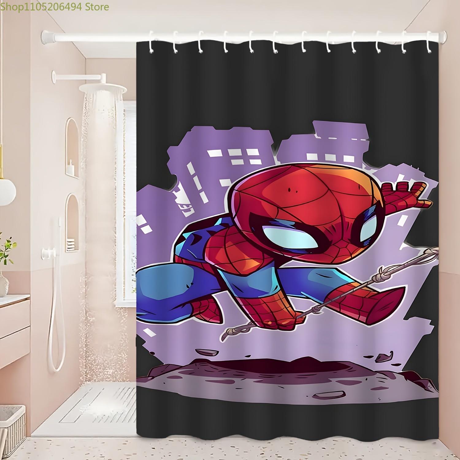 

A Printed Shower Curtain Featuring Spider- Leaping Over The City, Made of Durable Polyester Fabric, Suitable for Cozy Home Bat 90x180cm