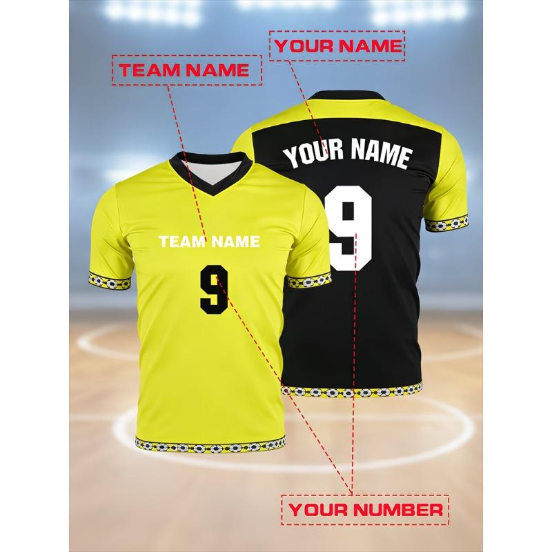 Soccer Jersey For Men's T-shirts V Neck Short Sleeve Sports Uniform Tops