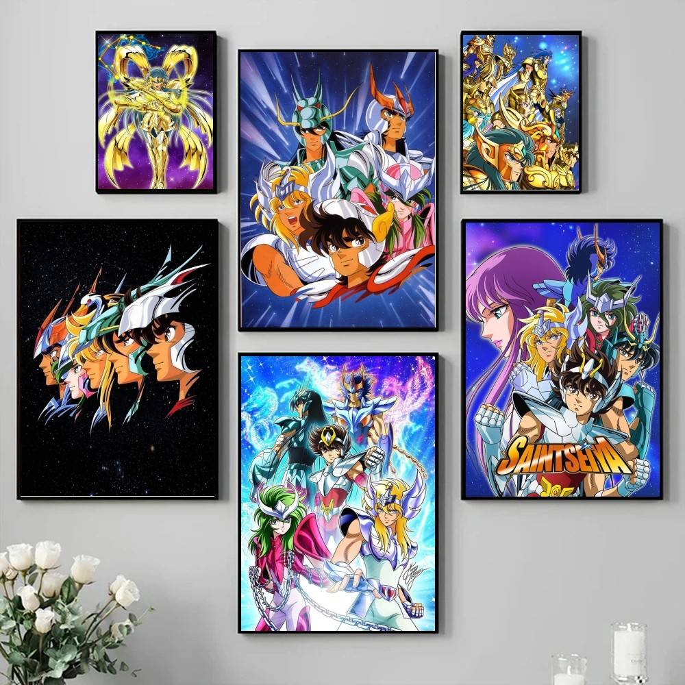 1PC Classic Anime S-Saint S-seiya Poster Self-adhesive Art Waterproof Paper Sticker Coffee House Bar Room Wall Decor