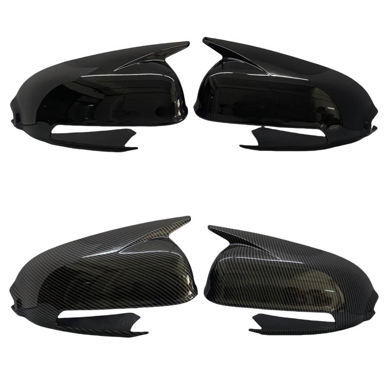 Glossy Black/Carbon Fiber Look Car Side Rearview Mirror Cover For Hyundai Kona 2018- Wing Mirror Caps Trims M Style