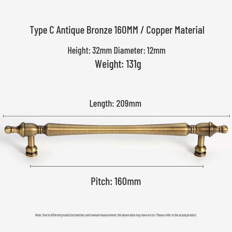 Bronze Brass Pull Handle: New Chinese Style Cabinet, Wardrobe & Drawer Retro Door Handle