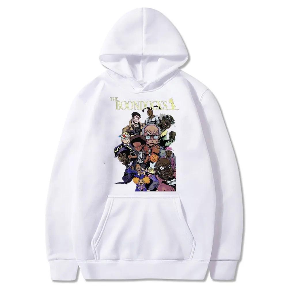 The Boondocks Huey and Riley Printed Hoodie Men Women Anime Autumn Winter Fleece Streetwear
