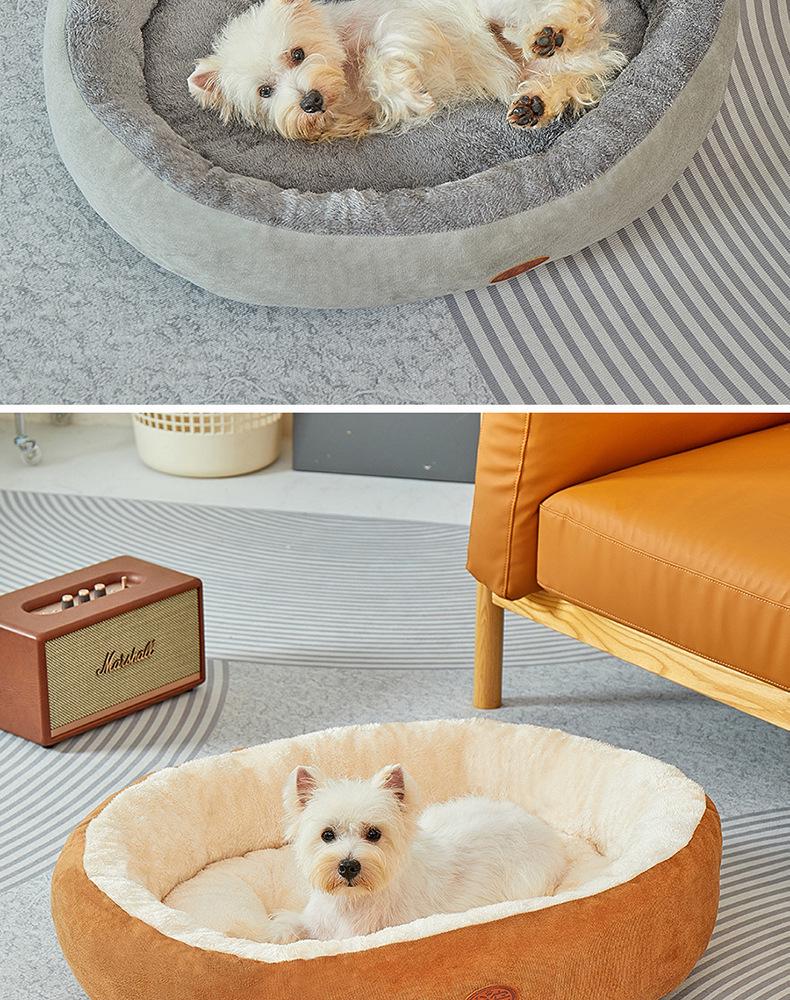 Four Seasons Round Dog Bed - Medium/Large, Scratch & Bite Resistant, Thick & Warm Cat Cushion