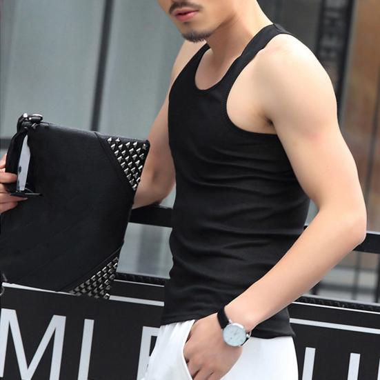 2 Stück Herren Sommer Fitness Weste Einfarbig Nahtlos U-Ausschnitt Ärmellos Dehnbar Weich Atmungsaktiv Schnelltrocknend Pullover Lässig Männer Gym Sport Tank Top