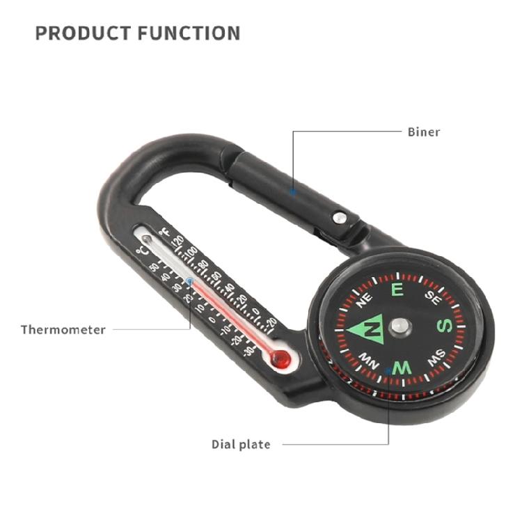 Mini Compasses Thermometers Keychain Pocket Size Snap Hook Compasses Carabiner for Camping Hiking Backpacking, Survival