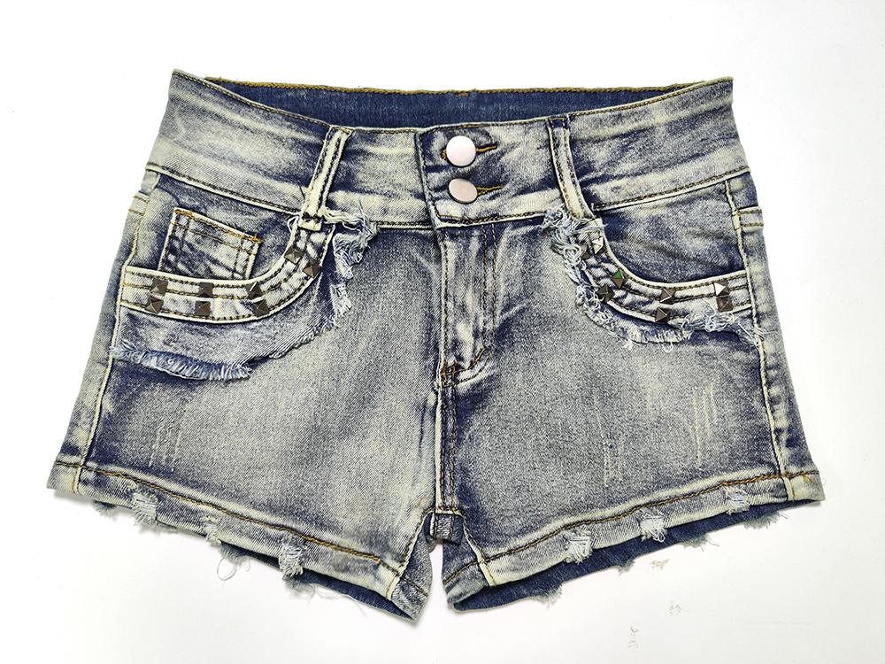 Sexy Low Rise Denim Super Shorts Women's Summer Elastic Slim Skinny Rivet Vintage Blue Short Jeans Y2k Versatile Pants