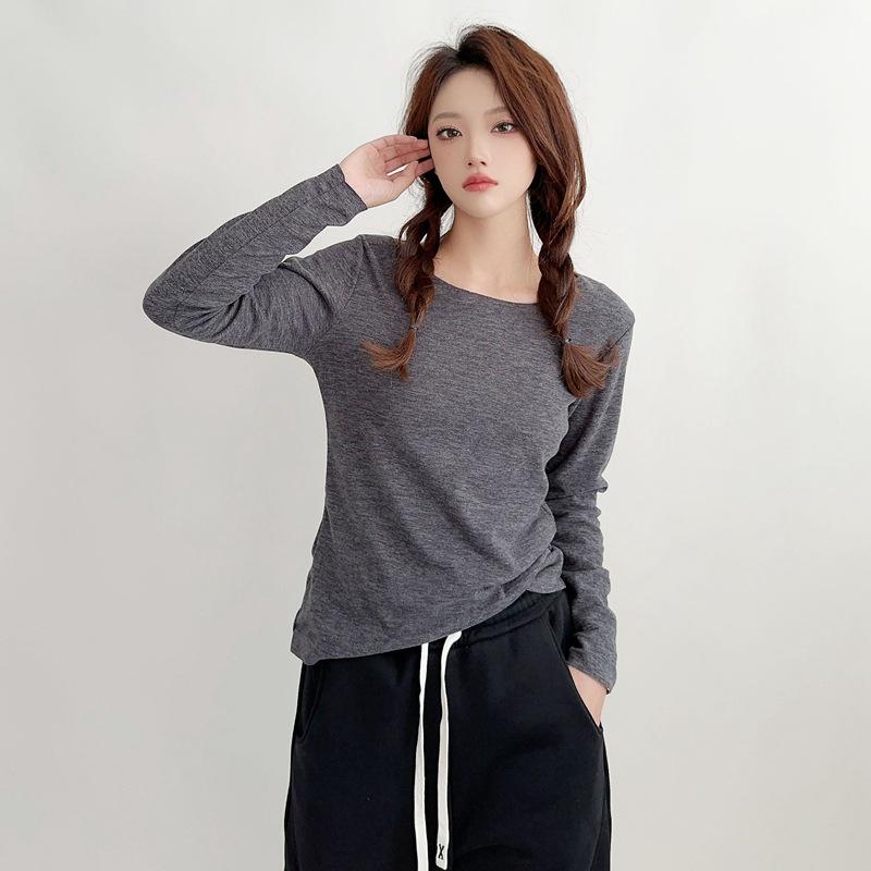 2025 Autumn/Winter Women's Plus Size German Velvet Round Neck Warm Long Sleeve Base Layer T-shirt