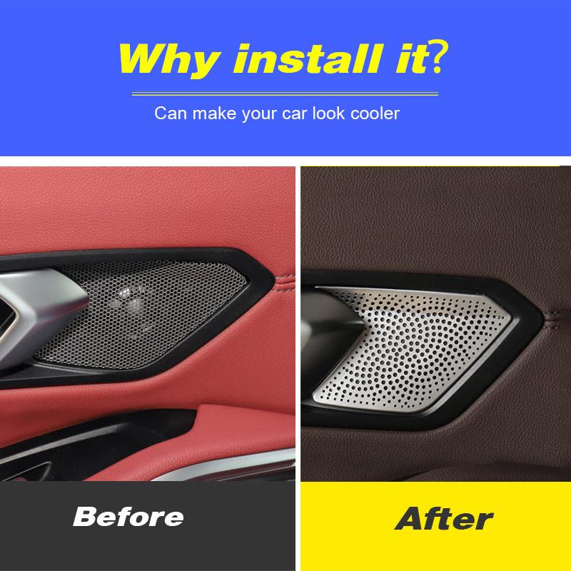 Inner Door Handle Loudspeaker Covers Interior Decoration Audio Car Modification Accessories For BMW 318i 320d 330d G20