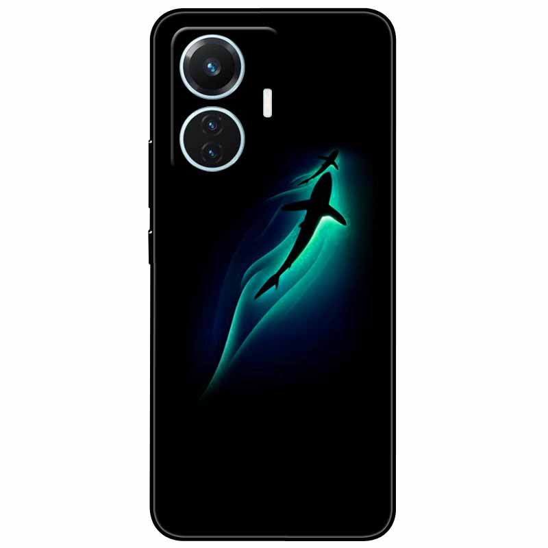 For Vivo T1 4G Case V2153 Covers TPU Black Silicone Starry Moon Cover for Vivo T1 44W Case Shockproof Soft X100 Pro Shells