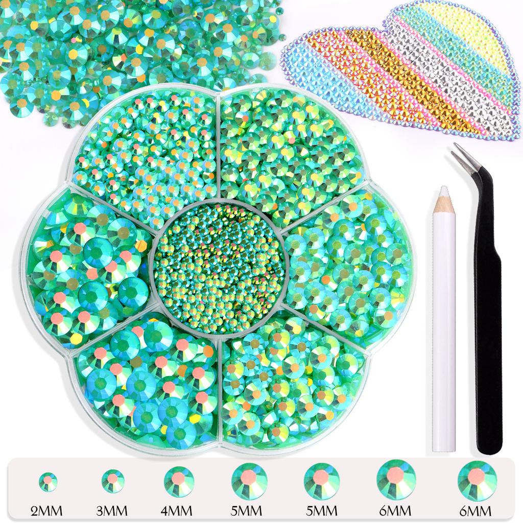 7 Grid Plum Blossom Boxed Resin Flat Bottom Nail Art Jewelry Jelly Diamond Violent Bear Ab Rhinestone Diy Clothing Diamond Sticker