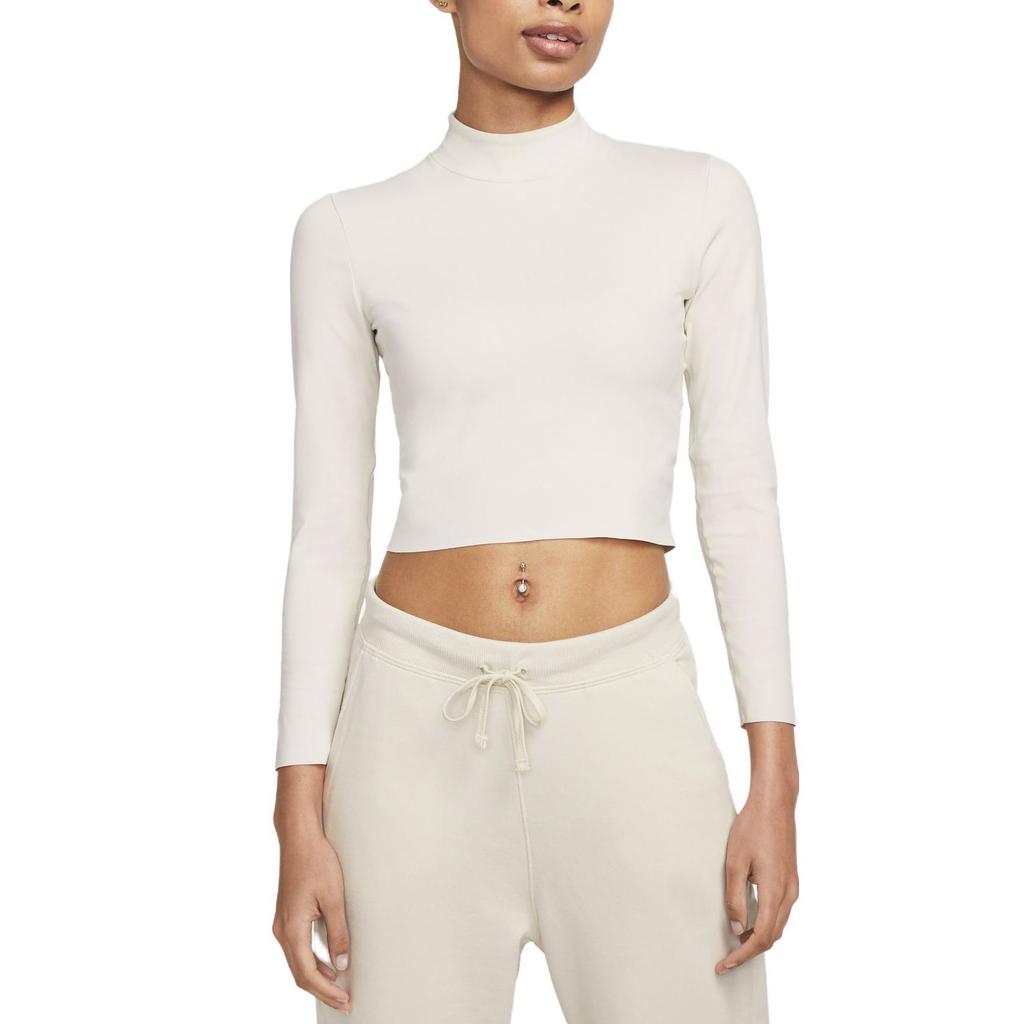 Nike Dri-Fit Yoga Pullover Halber Stehkragen Kurzarm T-Shirt Damen Oberteile Hellbraun Mehrfarbig DR2204-104