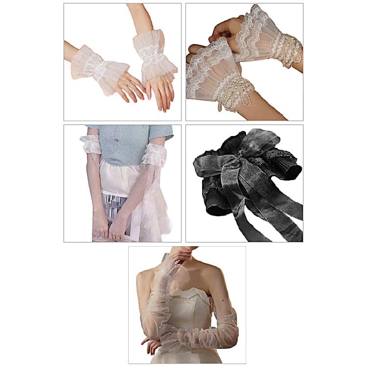 Ruche nepmouwen trui kanten manchetmouwen elegante decoratieve mouwen elastische armmouwen Franse overhemdmouwen