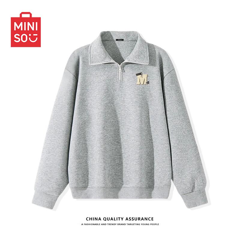 MINISO Men's Half-Zip Stand Collar Pullover Sweatshirt