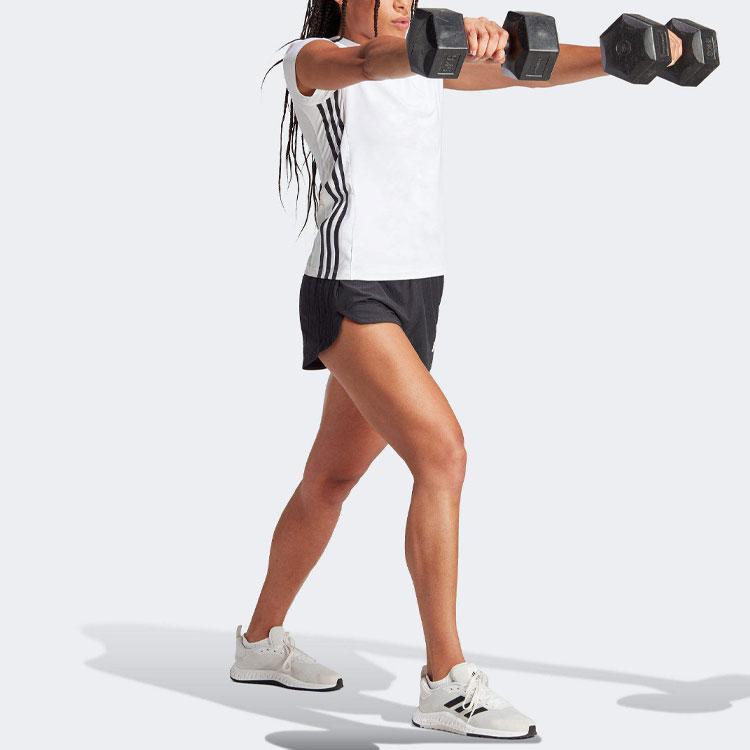 adidas Pacer Material Iteration Solid Color Logo Elastic Waist Sports Shorts Women Shorts Black IQ2634