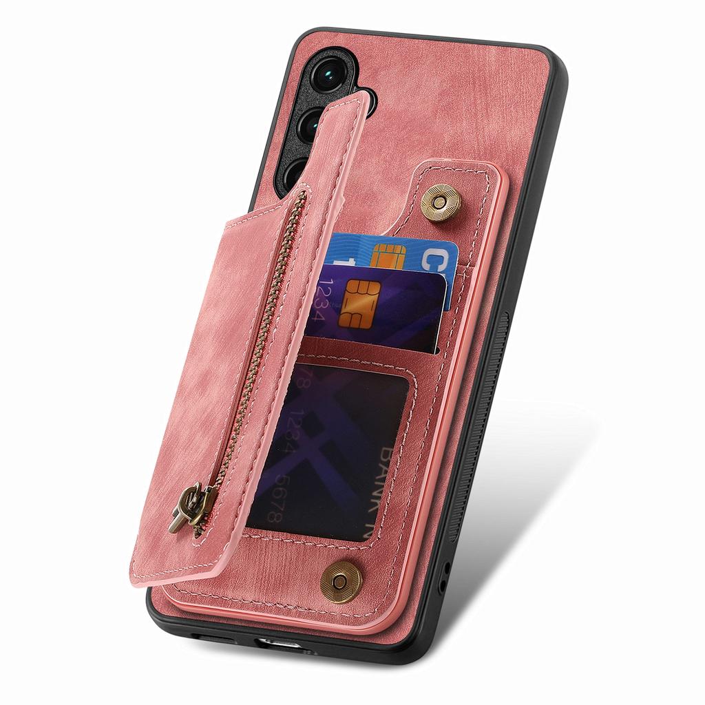 For Samsung Galaxy A36 5G Case with Zipper Card Holder Retro Leather TPU Phone Cover