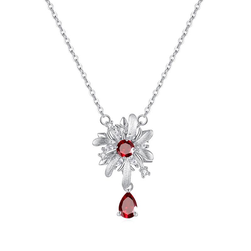 Rotatable fireworks s925 sterling silver jewelry set, light luxury, natural crystal necklace ring, two-piece jewelry gift.