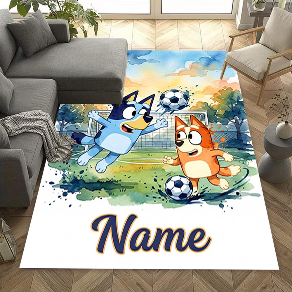 Football Fun Personalized Name Carpet Perfect for Study Room Bedrooms Foyer Playrooms Anti-slip Rug Office Home Decor Best for Christmas