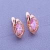LSOOYH Klämörhängen Rose Gold Color Mode Örhängen För Kvinnor Ihåliga Rosa Cubic Zirconia Stud örhängen Smycken