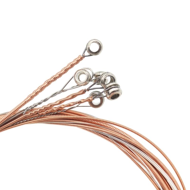 6 Pieces Steel Core Folk Guitar 6 String Replacement Sets Stainless Steel Acoustic Guitar Strings Kits for Folk Guitars