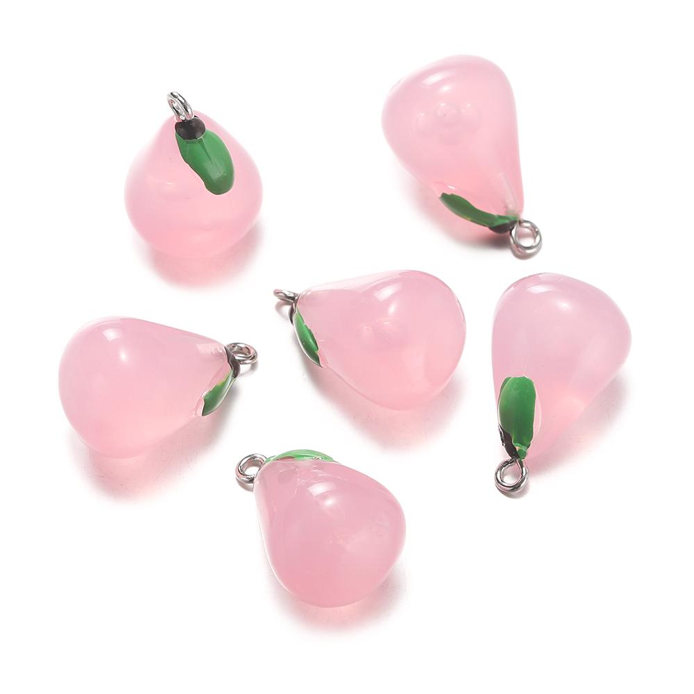 10Pcs 15x24mm Jelly Colored 3D Pear Resin Charms Pendants for Earrings Necklace Keychain Charms DIY Jewelry Making Accessories