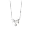 Sterling Silver Bow Lily Necklace - Women's Light Luxury Sweet Choker with Wind Chime Clavicle Design.
