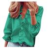 Comfortable Elegant Ruffle Blouse Long Sleeve Solid Color Womens Fashion Shirt