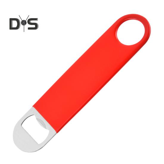 

Плоска відкривачка для пляшок з нержавіючої сталі Відкривачка для пива Портативна барна відкривачка для пляшок з отворами для підвішування для бармена червоний